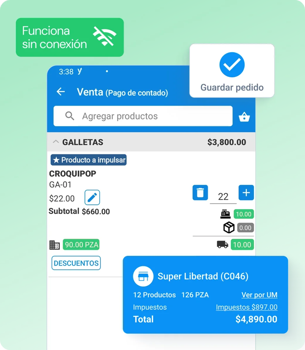 Captura de pedidos en app móvil