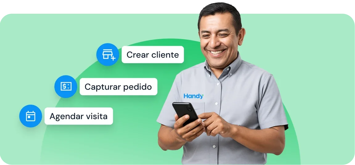 Vendedor utilizando la App Handy