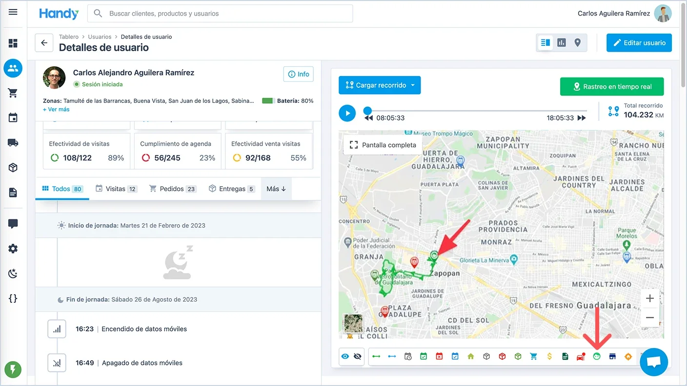 Screenshot app web rutas.