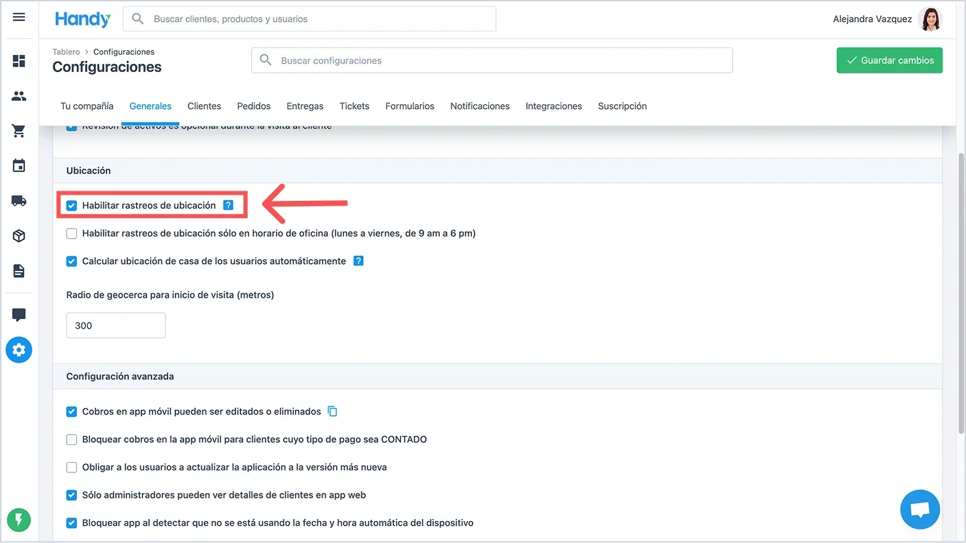 Screenshot app web configuración.