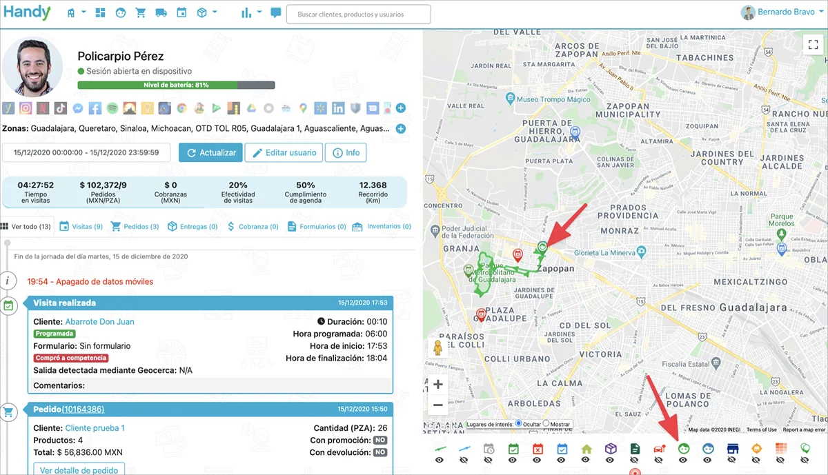 Screenshot app web rutas.